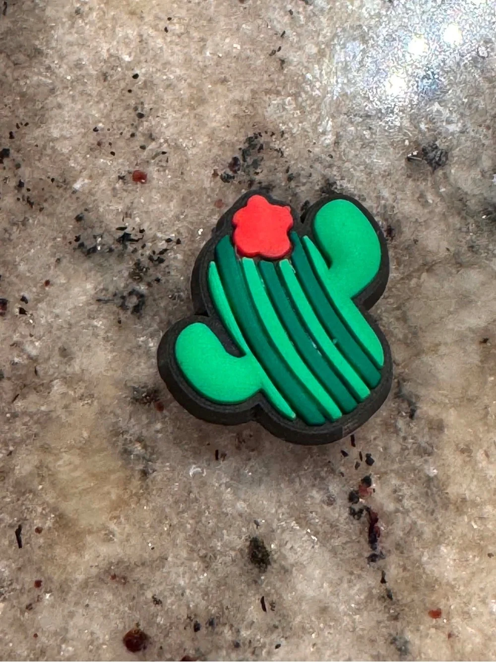 CROCS Cactus Jibbitz Charm in Green with Red Flower